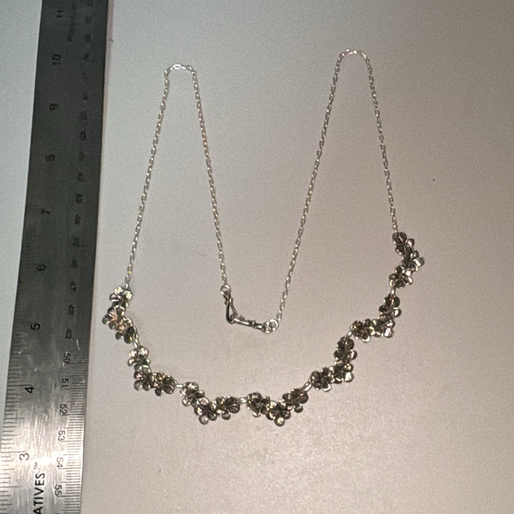 Sterling Silver Plumeria Necklace 26” - Picture 5 of 16